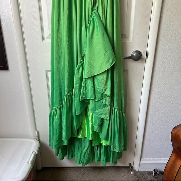 Mac Duggal Asymmetrical Bow One Sleeve Long Dress Green size 6 - Picture 6 of 14